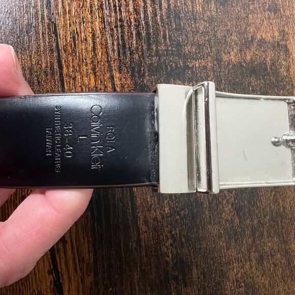 Calvin Klein Synthetic Leather Reversible Belt Black/Brown L 38-40 Old Money - Picture 2 of 6